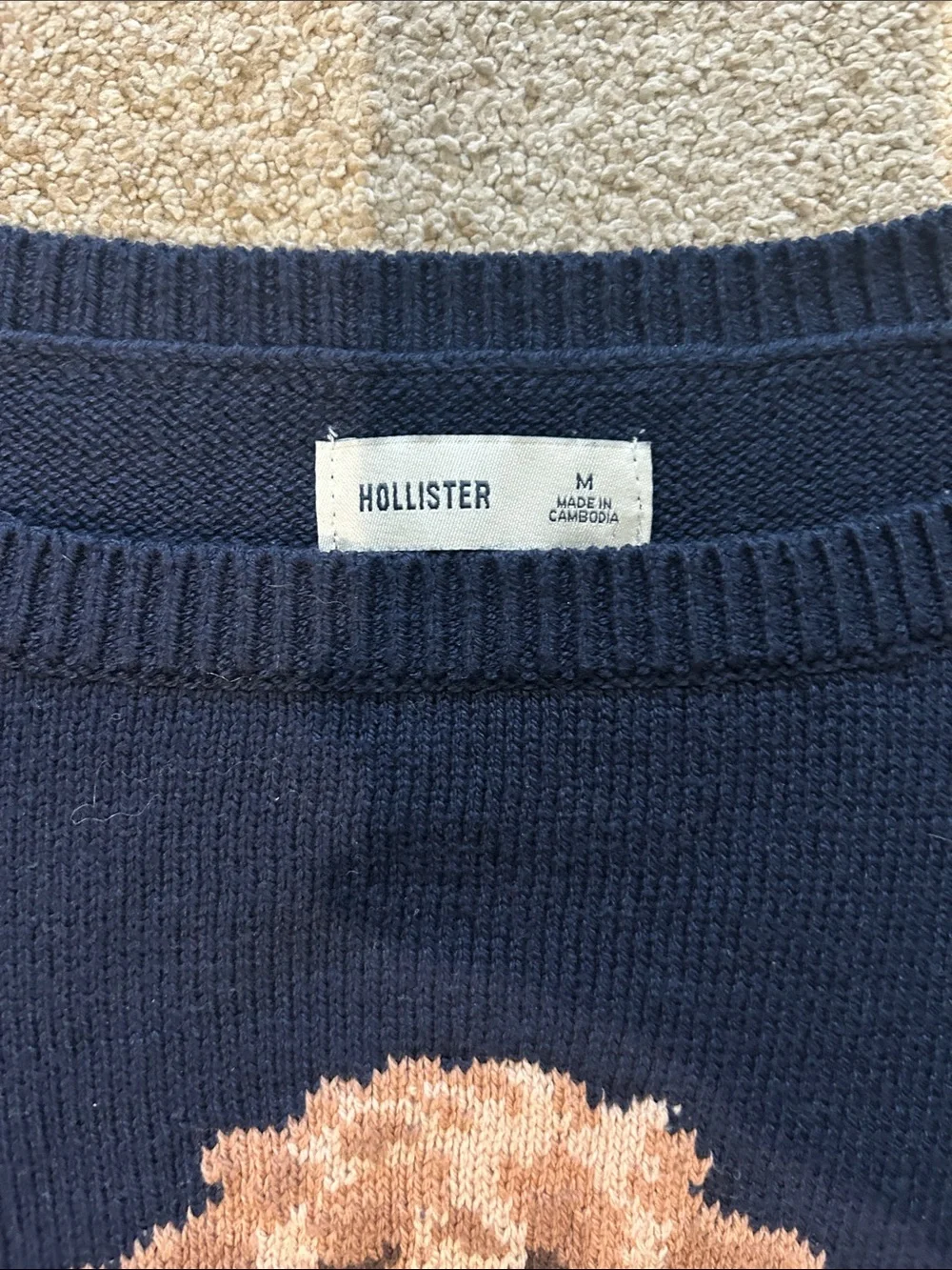 Hollister Navy Dog Sweater with American Flag Heart